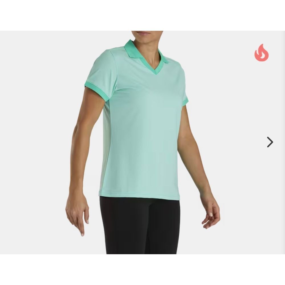 Footjoy Stretch End on End Open Collar‎ V-Neck Polo Spearmint Green medium